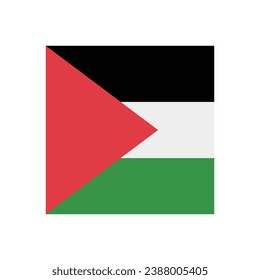 The flag of Palestine. Flag icon. Standard color. A square flag. Square icon. Computer illustration. Digital illustration. Vector illustration.