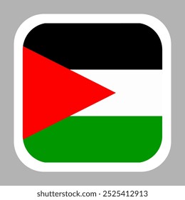 The flag of Palestine. Flag icon. Standard color. flat vector square with rounded corners. Computer illustration. Digital illustration. Vector illustration