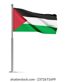 Bandera de Palestina aislada de fondo blanco. Vector EPS10