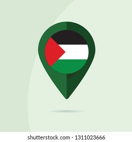 Flag of Palestine in map pin. Flat design