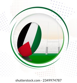 Flag of Palestine on rugby ball. Round rugby icon with flag of Palestine. Vector illustration.