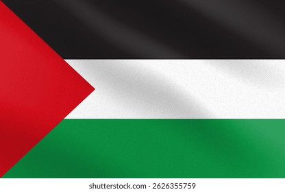 Flag of Palestine with paper texture and light. Vector illustration 