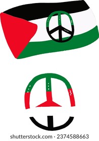 Flag of Palestine with a peace sign inside, vector