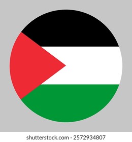 Flag of Palestine round shape, national symbol