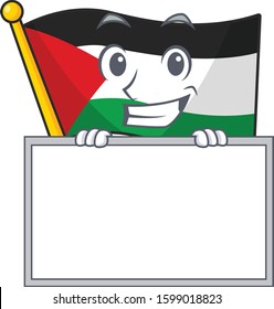 Flag palestine Scroll cartoon character style grinning with board