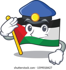 Flag palestine Scroll Cartoon mascot style as a Police officer