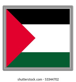 Flag of Palestine with silver frame