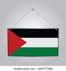 Flag of Palestine. The symbol of the state in the pennant hanging on the rope, 
rectangle hanging. Vector Illustration EPS10.