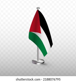 Flag of Palestine. Vector illustration of a flag with flagpole on a transparent background (PNG).