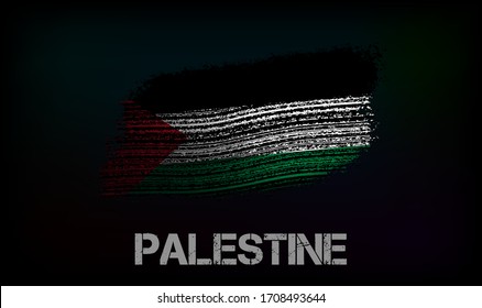 Flag of the Palestine. Vector illustration in grunge style with cracks and abrasions. Good image for print