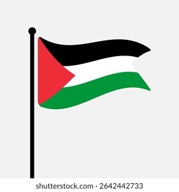 Bandeira da Palestina. Projeto de ícone de ilustração de vetor da bandeira da Palestina. Bandeira de mastro flutuante.