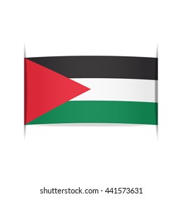 Flag of Palestine. Vector illustration of a stylized flag. The slit in the paper with shadows. Element for infographics.