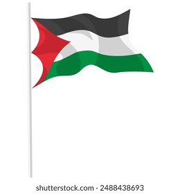 Flag of Palestine Waving Flat Design Vector Illustration