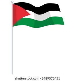 Flag of Palestine Waving Flat Design Vector Illustration