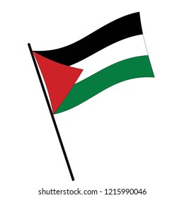 Flag of Palestine , Palestine flag waving isolated vector illustration