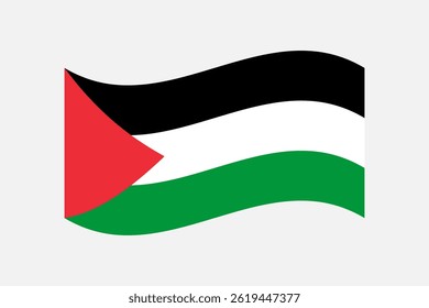 Flag of Palestine. Palestine wavy flag digital vector illustration. Fluttering flag.