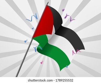 The flag of Palestinian celebrations flew at a height