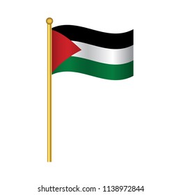 Flag of Palestinian ,Palestinian flag official colors and proportion correctly, Palestinian flag waving isolated Vector illustration eps10.