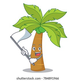 With flag palm tree character cartoon