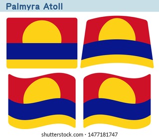 Flag of Palmyra Atoll. Flag icon set of four different shapes. Vector Illustration.
