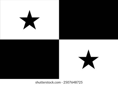 Flag of Panama black and white vector design and illustration , National and monochromatic Flag of Panama