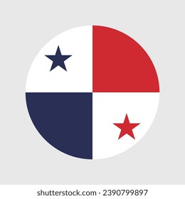 The flag of Panama. Button flag icon. Standard color. Circle icon flag. Computer illustration. Digital illustration. Vector illustration.