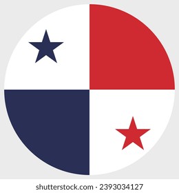 The flag of Panama. Button flag icon. Standard color. Circle icon flag. Computer illustration. Digital illustration. Vector illustration.