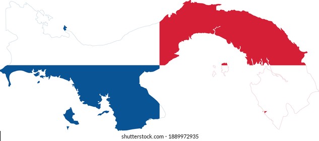 Flag of Panama cropped inside it's map