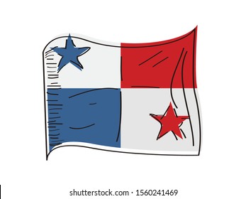 Flag of Panama. Hand drawing - Vector illustration