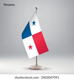 Flag of Panama hanging on a flag stand. Usable for summit or conference presentaiton