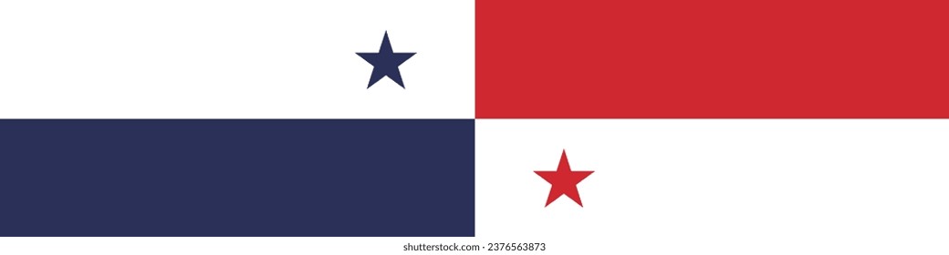 The flag of Panama. Flag icon. A long banner. Standard color. Computer illustration. Digital illustration. Vector illustration.
