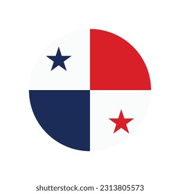 The flag of Panama. Flag icon. Standard color. Round flag. Computer illustration. Digital illustration. Vector illustration.