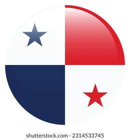 The flag of Panama. Flag icon. Standard color. A round flag. 3d illustration. Computer illustration. Digital illustration. Vector illustration.