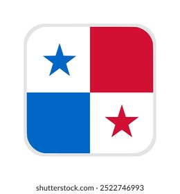 The flag of panama. Flag icon. Standard color. flat vector square with rounded corners. Computer illustration. Digital illustration. Vector illustration.