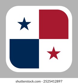 The flag of panama. Flag icon. Standard color. flat vector square with rounded corners. Computer illustration. Digital illustration. Vector illustration