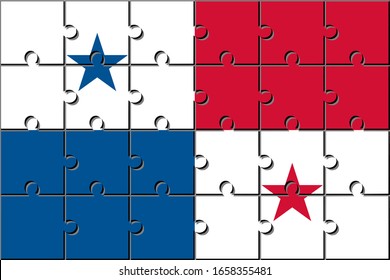 Flag of panama made with jigsaw puzzle pieces
