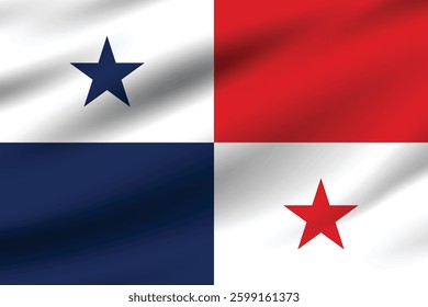 Flag of Panama. Panama flag official colors and proportion digital vector illustration. Wavy flag.