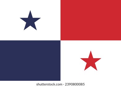 The flag of Panama. The official ratio. Flag icon. Standard color. Standard size. A rectangular flag. Computer illustration. Digital illustration. Vector illustration.