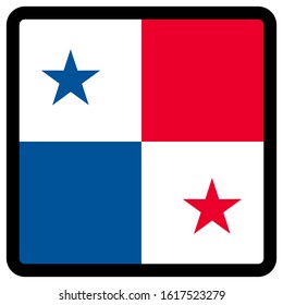 Flag of Panama in the shape of square with contrasting contour, social media communication sign, patriotism, a button for switching the language on the site, an icon.