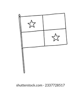Bandera de Panamá. Vector, bandera dibujada a mano en blanco y negro.