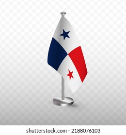 Flag of Panama. Vector illustration of a flag with flagpole on a transparent background (PNG).