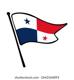 Bandeira do Panamá. Design de ícone de ilustração de vetor da bandeira do Panamá no estilo desenhado à mão. Bandeira de mastro flutuante.