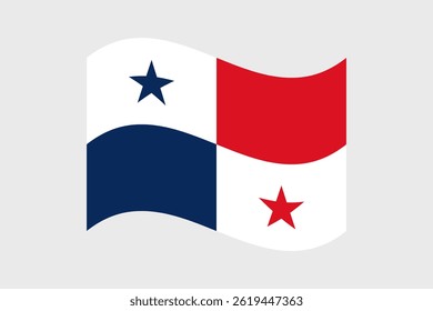 Flag of Panama. Panama wavy flag digital vector illustration. Fluttering flag.