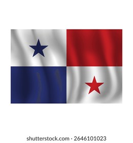 Bandeira do Panamá ondulada ondulada ao vento, com dobras 3d