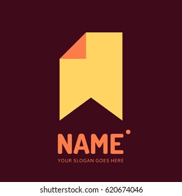 Flag and paper. Vector concept icon. Flat design logotype. Web graphic element.