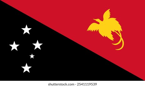 Flag of Papua New Guinea, 16:9 Format, Papua New Guinea Flag, Vector Images