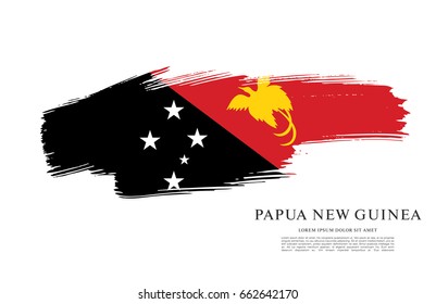 Flag of Papua New Guinea, brush stroke background