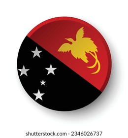 Flag of Papua New Guinea. Button flag icon. Standard color. Circle icon flag. 3d illustration. Computer illustration. Digital illustration. Vector illustration.