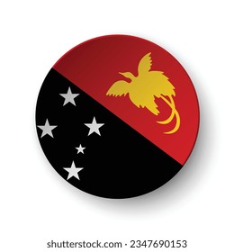 Flag of Papua New Guinea. Button flag icon. Standard color. Circle icon flag. 3d illustration. Computer illustration. Digital illustration. Vector illustration.