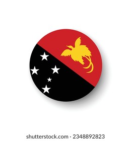 Bandera de Papúa Nueva Guinea. Icono de indicador de botón. Color estándar. Indicador de icono de círculo. 3 quinquies ilustración. Ilustración del equipo. Ilustración digital. Ilustración vectorial.